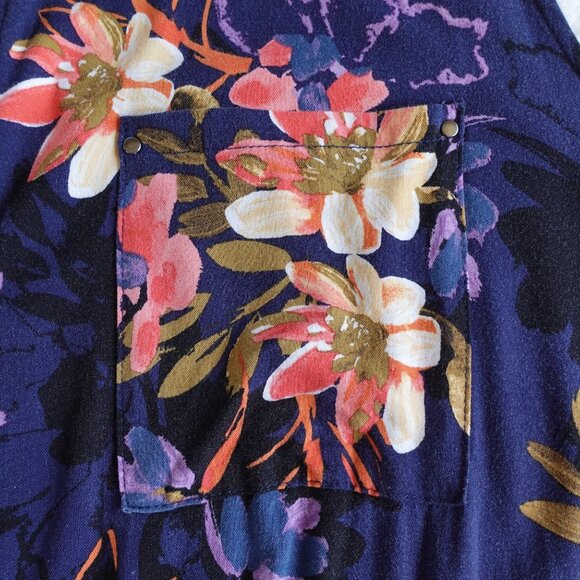 Torrid Sz 5 Navy Floral V Neck Challis Zip-Front Shirt Dress - Picture 6 of 12